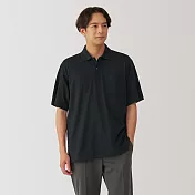 【MUJI 無印良品】男水洗天竺短袖POLO衫 S 黑色