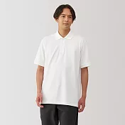 【MUJI 無印良品】男水洗鹿子織短袖POLO衫 S 白色