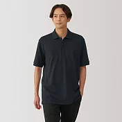 【MUJI 無印良品】男水洗鹿子織短袖POLO衫 S 黑色