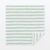 【MUJI 無印良品】有機棉毛巾手帕  淺綠橫紋