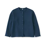 【MUJI 無印良品】兒童二重織裏毛開襟衫 110 深藍