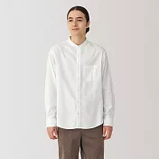 【MUJI 無印良品】男雙面起毛法蘭絨立領長袖襯衫 M 柔白