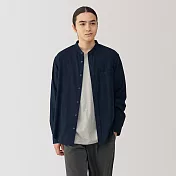 【MUJI 無印良品】男雙面起毛法蘭絨立領長袖襯衫 XL 深藍
