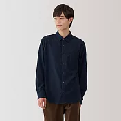 【MUJI 無印良品】男雙面起毛法蘭絨長袖襯衫 S 深藍