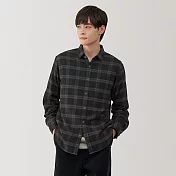 【MUJI 無印良品】男雙面起毛法蘭絨長袖襯衫 S 深灰格紋
