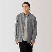 【MUJI 無印良品】男雙面起毛法蘭絨長袖襯衫 S 灰色