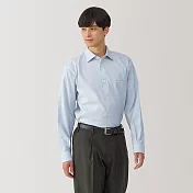 【MUJI 無印良品】男免熨燙半寬領長袖襯衫 XL 淡藍