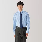 【MUJI 無印良品】男免熨燙標準領長袖襯衫 M 淺藍