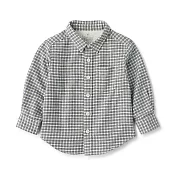 【MUJI 無印良品】幼兒雙面起毛法蘭絨長袖襯衫 80 灰格紋