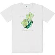 【MsMore】 五辦花立體珍珠邊圓領精梳棉短袖短版T恤上衣臺灣現貨# 121677 S 白色