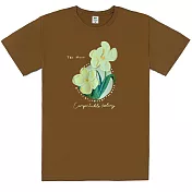 【MsMore】 五辦花立體珍珠邊圓領精梳棉短袖短版T恤上衣臺灣現貨# 121677 S 咖色