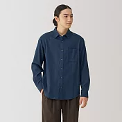【MUJI 無印良品】男雙面起毛法蘭絨長袖襯衫 L 藍格紋