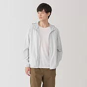 【MUJI 無印良品】男撥水加工可攜式連帽外套 S 淺灰