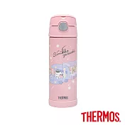 【THERMOS 膳魔師】不鏽鋼角落小夥伴真空兩用保冷瓶兒童水壺470ml(F4021CSG-SWLP) 星空漫步-粉