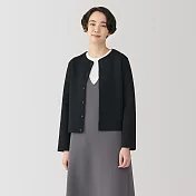 【MUJI 無印良品】女二重織裏毛開襟衫 M 黑色