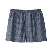 【MUJI 無印良品】男棉質平織布前開平口褲 S 煙燻藍格紋