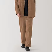【MUJI 無印良品】男吉貝木棉混帆布寬版褲 S 芥黃