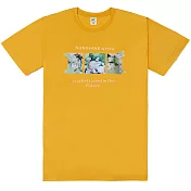 【MsMore】 山茶花油彩立體手工染圓領精梳棉短袖短版T恤上衣臺灣現貨# 121664 S 芥末黃色