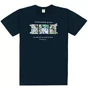 【MsMore】 山茶花油彩立體手工染圓領精梳棉短袖短版T恤上衣臺灣現貨# 121664 S 藏青色