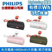 PHILIPS 飛利浦 4900mAh 口袋行動電源 Lightning款 DLP2550 軍綠