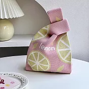 櫻花妹超夯單品【日系套結針織手挽包】-日系女孩必備單品 -  粉色萊姆