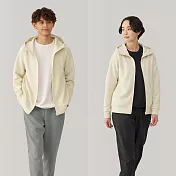 【MUJI 無印良品】男抗UV速乾裏毛拉鍊連帽外套 S 象牙白