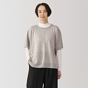 【MUJI 無印良品】女羊毛可水洗高密織斗篷式針織衫 L 粉米