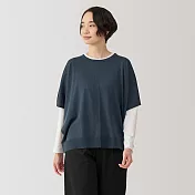 【MUJI 無印良品】女羊毛可水洗高密織斗篷式針織衫 S 深灰