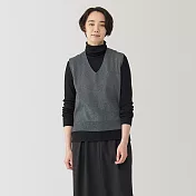 【MUJI 無印良品】女可水洗米蘭諾螺紋背心 S 深灰