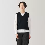 【MUJI 無印良品】女可水洗米蘭諾螺紋背心 S 黑色