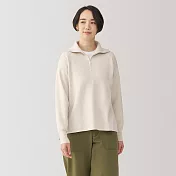 【MUJI 無印良品】女可水洗米蘭諾螺紋半拉鍊針織衫 L 柔白