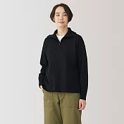 【MUJI 無印良品】女可水洗米蘭諾螺紋半拉鍊針織衫 S 黑色