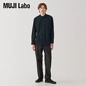 【MUJI 無印良品】MUJI Labo男起毛斜紋織標準領襯衫 S 黑色