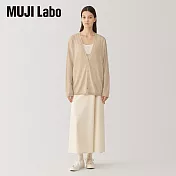 【MUJI 無印良品】MUJI Labo女自然原色喀什米爾V領開襟衫 M 米色