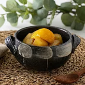 【日本Minoru】窯變十草 陶瓷餐碗390ml ‧ 鉗黑