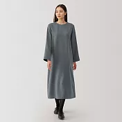 【MUJI 無印良品】女起毛長袖套衫洋裝 S 灰色