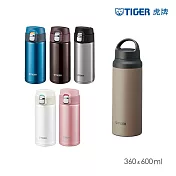 【TIGER虎牌】2入組_手提旋蓋保溫瓶+彈蓋雙層不鏽鋼保溫杯 600ml+360ml (多色任選)