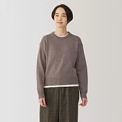 【MUJI 無印良品】女羊毛可水洗中密織圓領針織衫 S 深摩卡棕