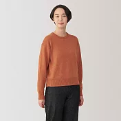 【MUJI 無印良品】女羊毛可水洗中密織圓領針織衫 S 橘色