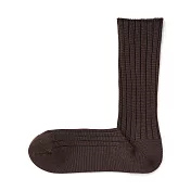 【MUJI 無印良品】男光澤感棉線編織厚織直角襪25-27cm 棕色