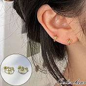 【卡樂熊】S925銀針氣質迷你蝴蝶結耳骨造型耳環/耳扣(兩色)- 金色