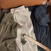 【初色】日系純色百褶高腰顯瘦垂墜感休閒褲闊腿褲寬褲長褲-共6色-37062(M-L可選) M 杏色
