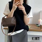 【Jilli~ko】華夫格毛衣馬甲女設計感小眾背心針織衫 J12006  FREE 黑色