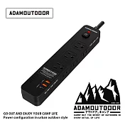 ADAMOUTDOOR｜ 家用款4開6插30WPD 延長線1.8M  黑