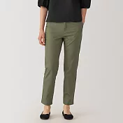 【MUJI 無印良品】女彈性綾織合身錐形褲 S 卡其綠
