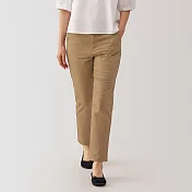 【MUJI 無印良品】女彈性綾織合身錐形褲 S 深米