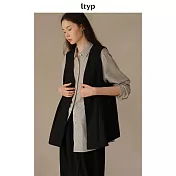 ltyp旅途原品「沙丘」文藝馬甲外套_休閒V領寬鬆廓形疊穿馬夾女 M L M 經典黑