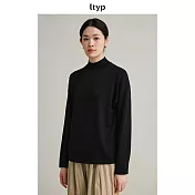 ltyp旅途原品 巴素蘭羊毛針織衫 極簡鬆弛感半高領內搭打底衫女 M L  M 經典黑