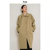 ltyp旅途原品 270G天絲棉立裁風衣外套 高階感時尚中長款大衣女 M L M 經典卡其