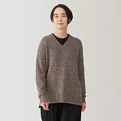 【MUJI 無印良品】女氂牛毛混V領針織衫 S 深摩卡棕